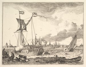 Havnescene. af Ludolf Backhuysen I