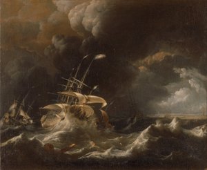 Hollandsk købmand - skibe i en storm