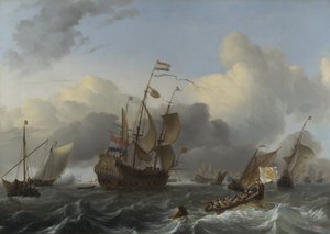Flagskib Eendracht og en flåde af hollandske krigsmænd, ca. 1670