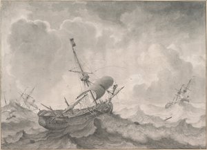 Skibe på et stormfuldt hav af Ludolf Bakhuizen