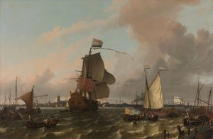 The Man-of-War Brielle ved floden Maas ud for Rotterdam Fregatten 