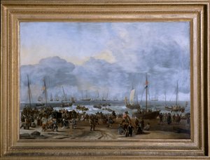 Vilhelm af Oranges landgang i Scheveningen (olie på lærred)