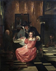 Hollandsk interiør med figurer