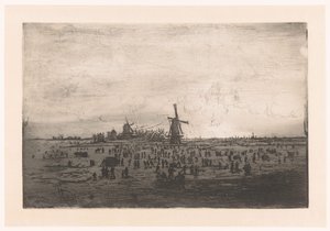 Hollandsk vinterlandskab med vindmøller og skatere Hollandsk vinterlandskab med vindmøller og skatere af Ludovic Napoléon Lepic
