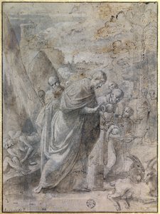 Dåb af en ny baby af Ludovico Carracci