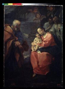 ""Den hellige familie hviler på flugten til Egypten"" (Den hellige familie under en palme (Hvil på flugten til Egypten)) Maleri af Ludovico Carracci (Ludovic Carracci) af Ludovico Carracci