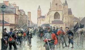 En samling af Garibaldini og franske tropper ved Tours af Ludovico Marchetti