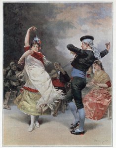 Sigøjnerne i Granada. Kromotypografi af Ludovico Marchetti (1853-1909) 1889 Privat samling.