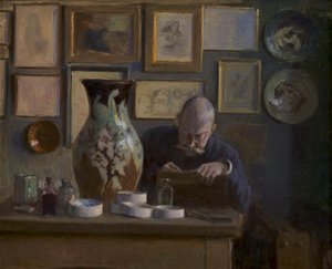 Arkitekten Thorvald Bindesbøll i sin arbejdsstue