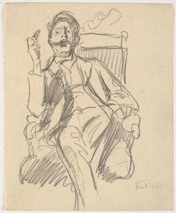 Kunsthistorikeren Carl V. Petersen, siddende, med cigar