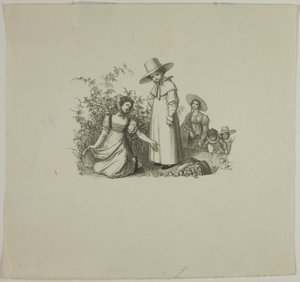Familie med Picnickurve af Ludwig Ferdinand Schnorr von Carolsfeld