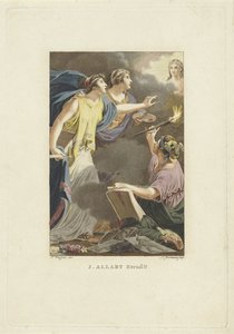 Allegorisk fremstilling med tegning, skrift og maleri Titelside for: M. Stuart, Man as he appears on the known globe, 1802