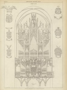 Orgel fra Mariakirken, Lubeck, Tyskland (gravering) af Ludwig Gruner
