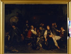 Lendemain de fete (morgen efter fejringen). Maleri af Ludwig Knaus (1829-1910)