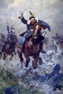 Oberst Maximilian Ritter von Rodakowski og 13. Uhlans i slaget ved Custoza i 1866, 1908 (olie på lærred)