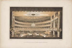 Interiør af Equestrian Circus Theatre i Sankt Petersborg, 1850.