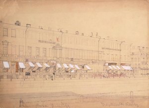 Demidov Hotel ved Nevsky Prospekt i St. Petersborg, midten af det 19. århundrede