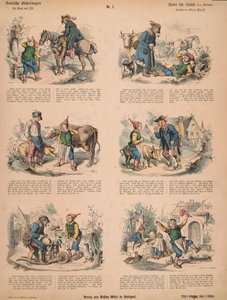 Hans in Luck (efter brødrene Grimm), nr.213 fra Muenchener Bilderbogen udgivet af Braun & Schneider, München, 1880 af Ludwig Voltz