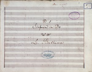 Første side af noderne til Symfoni nr. 1 og C-dur opus 21 af Ludwig van Beethoven af Ludwig van Beethoven