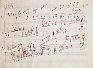 Nodehæfter til "" Sonata pour piano n* 14 en do diese minor" "" Sonata au clair de lune" af den tyske komponist Ludwig van Beethoven (1770-1827) komponeret i 1801. House, Natale de Beethoven, Bonn. Tyskland