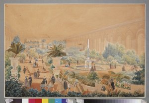 Blomsterudstilling i Moskva-manegen. Værk af Luigi Premazzi (1814-1891), akvarel og gouache på papir af Luigi Premazzi