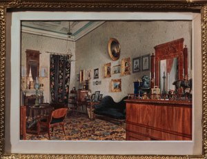 Michail Obreskovs arbejdsværelse. Værk af Luigi Premazzi (1814-1891), akvarel på papir