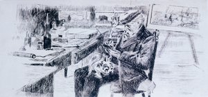 Portræt af maleren, Giovanni Fattori af Luigi Levi (1858-1860 - 1939), tegning af Luigi Levi