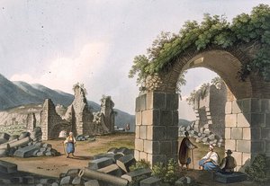 Ruinerne af badene i Efesos, planche 43 fra "Views in the Ottoman Dominions", udgivet af R. Bowyer.