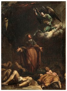 North Transept, San Roccos alter 1635, 45, Genovesino 1645, San Rocco får pestens ophør, Malet nederste venstre del