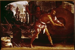 Samson og møllestenen (olie på lærred, ca. 1650)