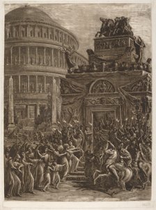 Liget af Hadrian liggende ved siden af hans mausoleum, slutningen af det 18.-begyndelsen af det 19. århundrede. af Luigi Ademollo