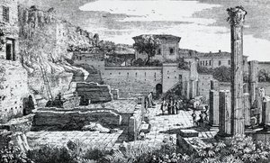 Vespasianuksen temppelin rauniot Bresciassa, kaiverrus Louis Basiletti (1780-1860), Italia af Luigi Basiletti