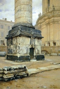 Trajans søjle i Rom, af Luigi Bazzani (1836-1927). Olie på lærred 70,5x103 cm.