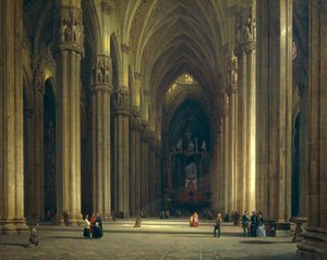Interiør af Milano-katedralen (Milano Duomo), af Luigi Bisi (1814-1886)