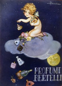 Annoncering for Bertelli dufte. Illustration af Brisi (Busi). af Luigi Busi