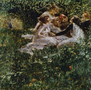 Allegory of Spring, af Luigi Conconi (1852-1917), olie på lærred, 77x77 cm