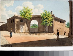 Udsigt over San leonardo-pladsen, Genova (akvarel, ca. 1812-1815) af Luigi Garibbo