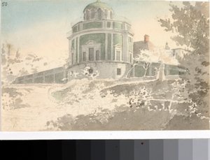Udsigt over Pavilion Kaffeehause i Bobolis haver (Akvarel, ca. 1825) af Luigi Garibbo