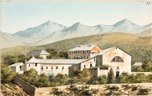 Udsigt over helligdommen Nostra Signora del Monte, Genova (Akvarel, ca. 1825) af Luigi Garibbo