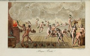 russisk bad. Illustration fra antikke og moderne skikke eller regeringshistorie... af Giulio Ferrario, 1831