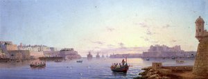 The Grand Harbour, Valletta (bord) af Luigi Maria Galea