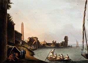 Gamle mure og obelisk af Cleopatra, Luigi Mayer (1755-1803), gravering fra Vedute