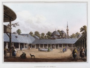 Camping i Borgas. i "" Udsigter i de osmanniske dominioner, i Europa, i Asien og nogle af middelhavsøerne""" fra de originale tegninger taget af Luigi Mayer, London