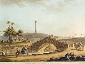 Egypten, bro over Alexandria-kanalen, af Luigi Mayer, gravering