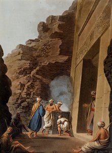 Indgang til gravkammer ved Sphinx of Giza, gravering, af Luigi Mayer (1755-ca 1803), fra udsigter i Egypten, Palæstina og andre dele af det osmanniske imperium af Luigi Mayer