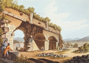 Europæiske rejsende foran Dianatemplet i Efesos af Luigi Mayer