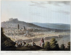 Udsigt over Jerusalem taget fra Oliebjerget - gravering af Luigi Mayer