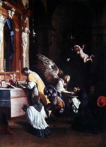 The Last Communion of St. Bonaventure (olie på lærred) af Luigi Mirandori