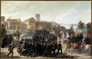 Piemontesernes erobring af byen Peschiera del Garda, 30. maj 1848 (olie på lærred
