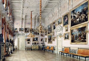 Dansesalen i Grev Bezborodkos hus, Skt. Petersborg, 1849 (pen, pensel, wc, blæk og hvid farve på papir, 1849 (pen, pensel, wc, blæk og hvid farve på papir) af Luigi Premazzi